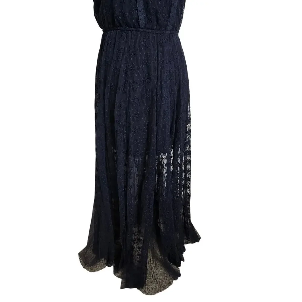 Abercrombie & Fitch Navy Blue Lace Cami Maxi Dress Size S Retro Boho Fairy